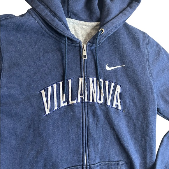 Nike Villanova Wildcats Zip Up Hoodie Navy Blue Full Zip Sweatshirt Size Large - Picture 2 of 5